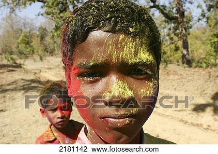 Holi festival of colours; Madhya Pradesh, India View Large Photo Image Stock Image - Holi festival of colours; Madhya Pradesh, India. Fotosearch