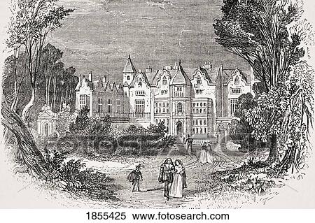 Stock Photography - Holland House Kensington England Residence Of Joseph Addison From Old England's Worthies By Lord Brougham And Others Published London Circa 1880's. Fotosearch