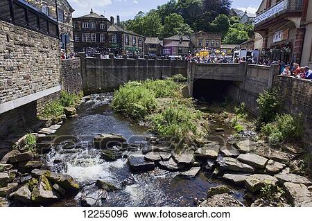 Stock Photograph - Holmfirth town centre; Holmfirth, Yorkshire, England. Fotosearch