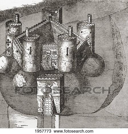 Stock Image - Holt Castle, Holt, Wrexham Borough, Wales, In 1610. From Our Own Country Published 1898.. Fotosearch