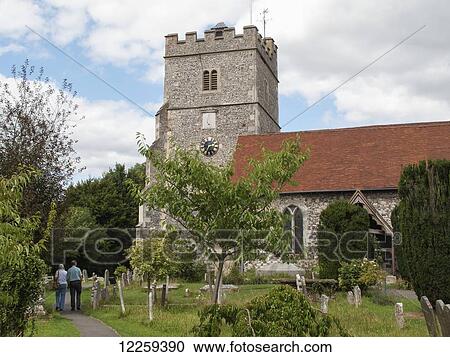 Stock Image - Holy Trinity Church and churchyard; Cookham, Berkshire, England. Fotosearch