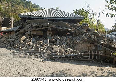 Stock Photography - Home Destroyed By The 8 October 2005 Earthquake, Dhirkot, Azad Kashmir, Pakistan. Fotosearch