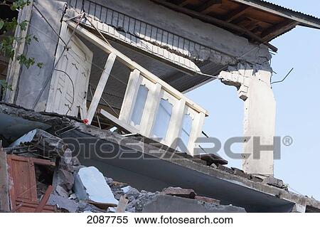 Stock Photography - Home Destroyed By The 8 October 2005 Earthquake, Chinari, Azad Kashmir, Pakistan. Fotosearch