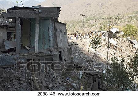 Homes Destroyed By The 8 October 2005 Earthquake, Chinari, Azad Kashmir, Pakistan View Large Photo Image Stock Photograph - Homes Destroyed By The 8 October 2005 Earthquake, Chinari, Azad Kashmir, Pakistan. Fotosearch