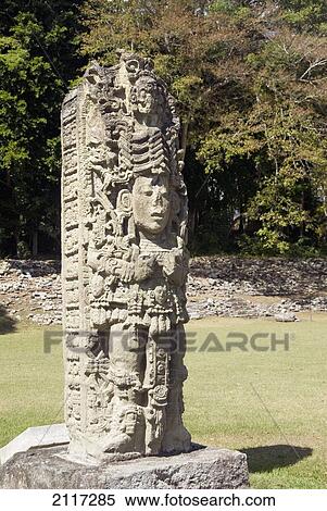 Stock Photography - Honduras, Copan Ruinas, Copan Archeological Park, Stela A, AD 731. Fotosearch