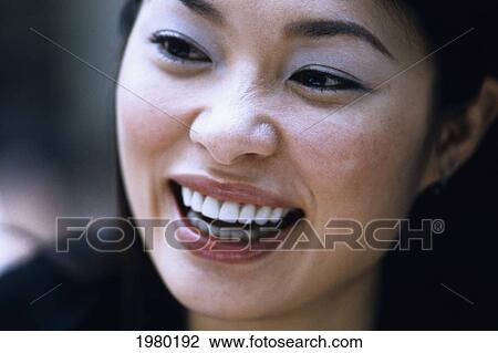 Hong Kong, Close-Up Of Chinese Woman Laughing. View Large Photo Image Stock Image - Hong Kong, Close-Up Of Chinese Woman Laughing.. Fotosearch