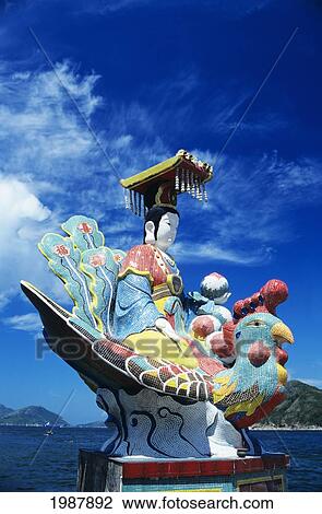 Hong Kong, Refuse Bay, Tin Hua Temple, Closeup Of Colorful Statue View Large Photo Image Stock Image - Hong Kong, Refuse Bay, Tin Hua Temple, Closeup Of Colorful Statue. Fotosearch