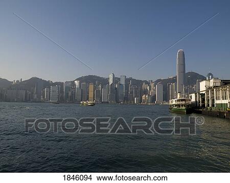 Picture - Hong Kong Skyline From Sea; Hong Kong, China. Fotosearch