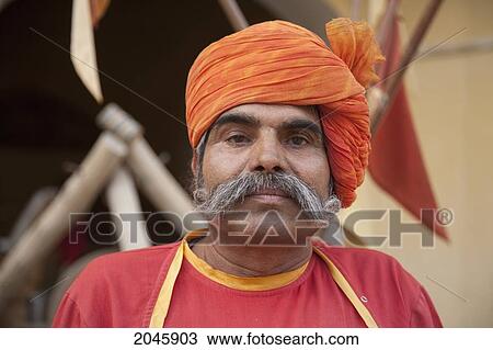 Stock Image - Honor Guard At Castle Mandawa, Rajasthan, India. Fotosearch
