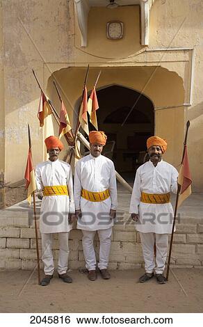 Stock Photograph - Honor Guard At Castle Mandawa, Rajasthan, India. Fotosearch
