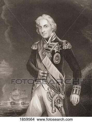 Picture - Horatio Nelson, Lord Nelson, Viscount Nelson, 1758-1805. British Naval Commander. Engraved By J. Rogers, Painted By Hoppner. From England's Battles By Sea And Land By Lieut Col Williams, The London Printing And Publishing Company Circa 1890S. Fotosearch