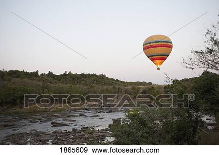 Stock Photo - Hot Air Balloon, Kenya, Africa. Fotosearch