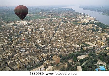 Hot Air Balloon Over Luxor View Large Photo Image Stock Photo - Hot Air Balloon Over Luxor. Fotosearch