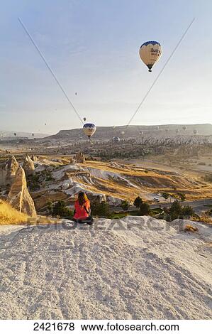 Hot air balloons in flight; Goreme, Cappadocia, Turkey View Large Photo Image Stock Photo - Hot air balloons in flight; Goreme, Cappadocia, Turkey. Fotosearch