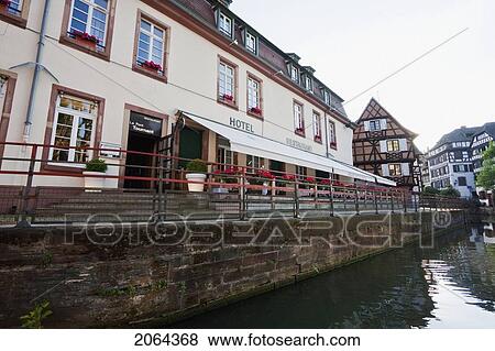 Stock Photo - Hotel And Half-Timbered Houses Along The Ill River In The Little France, Strasbourg, France. Fotosearch