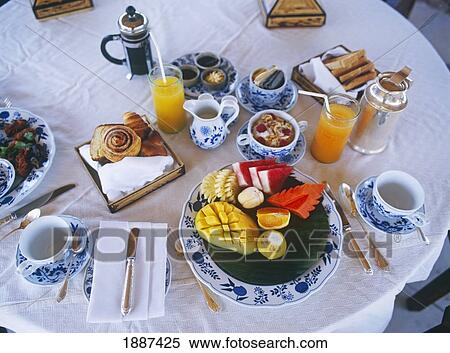 Hotel Breakfast, High Angle View View Large Photo Image Stock Photography - Hotel Breakfast, High Angle View. Fotosearch
