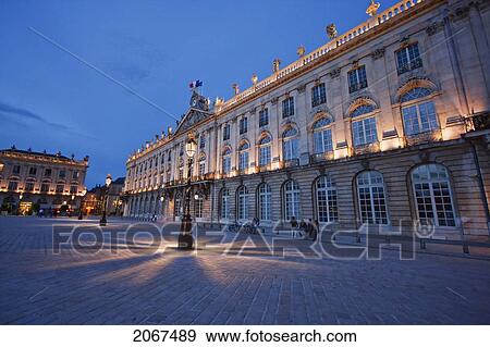 Stock Photo - Hotel De Ville (City Hall) On Place Stanislas At Night, Nancy, France. Fotosearch