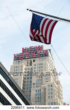 Hotel New Yorker And American Flag, Garment District, Manhattan, New York, Usa View Large Photo Image Stock Image - Hotel New Yorker And American Flag, Garment District, Manhattan, New York, Usa. Fotosearch