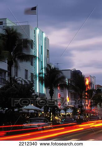 Hotels And Cafes On Ocean Drive At Dusk, South Beach, Miami, Florida, Usa. View Large Photo Image Stock Image - Hotels And Cafes On Ocean Drive At Dusk, South Beach, Miami, Florida, Usa.. Fotosearch