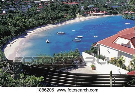 Stock Photography - House And Tropical Coastline, High Angle View. Fotosearch