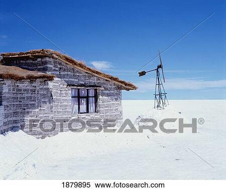 Stock Photography - House Made Of Pure Salt Bricks In Uyuni Salt Flats. Fotosearch