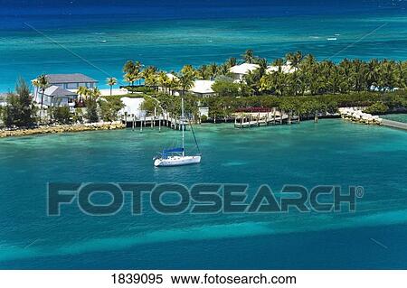 Stock Photography - House On Paradise Island, High Angle View; Nassau, New Providence Island, Bahamas. Fotosearch