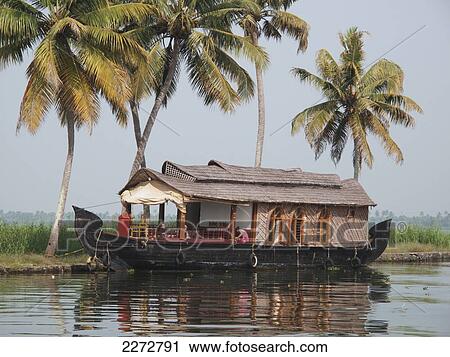 Houseboat on backwaters near allepey; kerala south india View Large Photo Image Stock Image - Houseboat on backwaters near allepey; kerala south india. Fotosearch