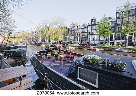 Houseboat On Prinsengracht, Amsterdam, Netherlands View Large Photo Image Picture - Houseboat On Prinsengracht, Amsterdam, Netherlands. Fotosearch