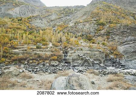 Houses And Fields On A Promontory In The Indus River Gorge, Skardu, Northern Areas, Pakistan View Large Photo Image Stock Image - Houses And Fields On A Promontory In The Indus River Gorge, Skardu, Northern Areas, Pakistan. Fotosearch