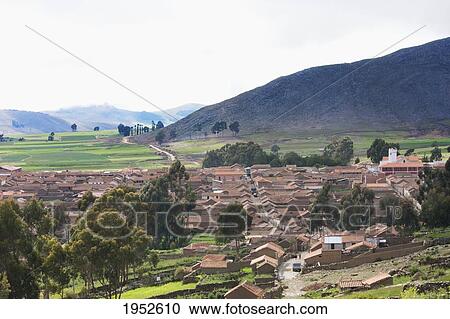 Stock Image - Houses and landscape. Fotosearch