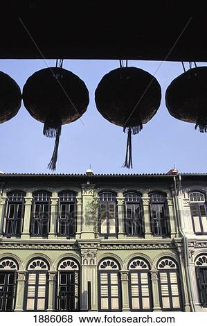Stock Photo - Houses In Chinatown With Lanterns. Fotosearch