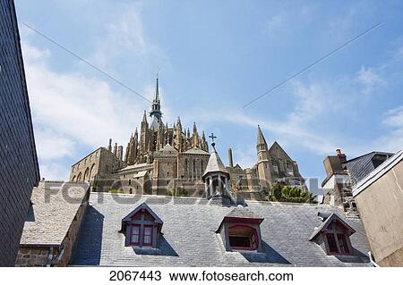 Houses In The Fortified Village And Abbey Of Mont-Saint-Michel, France View Large Photo Image Stock Image - Houses In The Fortified Village And Abbey Of Mont-Saint-Michel, France. Fotosearch