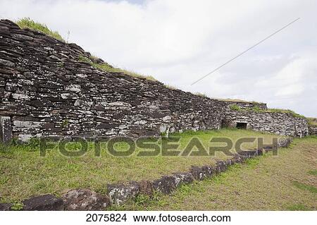 Picture - Houses In The Orongo Ceremonial Village, Rapa Nui (Easter Island), Chile. Fotosearch