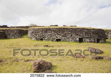 Houses In The Orongo Ceremonial Village, Rapa Nui (Easter Island), Chile View Large Photo Image Stock Image - Houses In The Orongo Ceremonial Village, Rapa Nui (Easter Island), Chile. Fotosearch