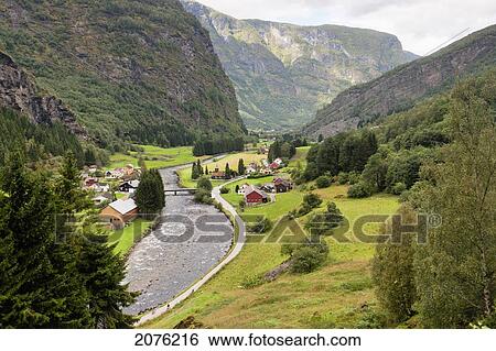 Houses In The Valley Along Sogneford; Balestrand Sogn Norway View Large Photo Image Stock Photograph - Houses In The Valley Along Sogneford; Balestrand Sogn Norway. Fotosearch