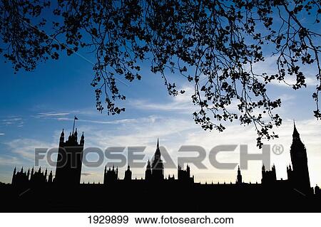 Stock Photo - Houses Of Parliament Silhouette, London, Uk. Fotosearch