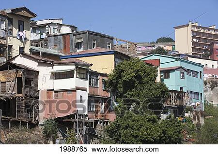 Houses On Cerro Larrain, Valparaiso, Valparaiso Region, Chile View Large Photo Image Stock Photography - Houses On Cerro Larrain, Valparaiso, Valparaiso Region, Chile. Fotosearch