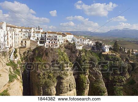 Houses On Edge Of Tajo Gorge; Ronda, Malaga Province, Spain View Large Photo Image Stock Image - Houses On Edge Of Tajo Gorge; Ronda, Malaga Province, Spain. Fotosearch