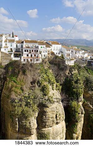 Houses On Edge Of Tajo Gorge; Ronda, Malaga Province, Spain View Large Photo Image Stock Image - Houses On Edge Of Tajo Gorge; Ronda, Malaga Province, Spain. Fotosearch