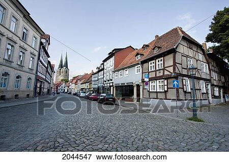Stock Photo - Houses On Papenstrasse, Quedlinburg, Germany. Fotosearch