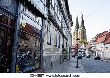 Stock Photo - Houses On Papenstrasse, Quedlinburg, Germany. Fotosearch