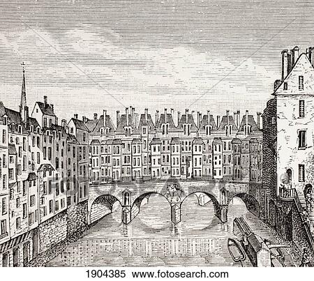 Houses On The Saint-Michel Bridge, Paris, In The 18Th Century. From Xviii Siecle Institutions, Usages Et Costumes, Published Paris 1875. View Large Photo Image Stock Photography - Houses On The Saint-Michel Bridge, Paris, In The 18Th Century. From Xviii Siecle Institutions, Usages Et Costumes, Published Paris 1875.. Fotosearch