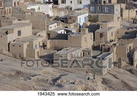 Stock Photography - Houses On The Tapa Maranjan Ridge In Kabul,, Afghanistan. Fotosearch