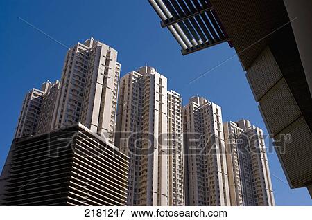 Stock Photo - Housing Tower Blocks Kowloon, Hong Kong, 2008. Fotosearch