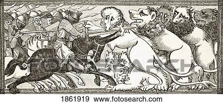 How Alexander Did Battle With White Lions As Big As Bulls. After A Miniature In A 13Th Century Manuscript. From Science And Literature In The Middle Ages By Paul Lacroix Published London 1878 View Large Photo Image Stock Photo - How Alexander Did Battle With White Lions As Big As Bulls. After A Miniature In A 13Th Century Manuscript. From Science And Literature In The Middle Ages By Paul Lacroix Published London 1878. Fotosearch