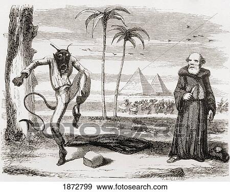 Stock Photo - How Did He Hop, Skip, Bellow And Roar. Illustration By George Cruikshank To The Poem The Lay Of St. Medard. From The Book The Ingoldsby Legends Or Mirth And Marvels By Thomas Ingoldsby, Published 1865.. Fotosearch