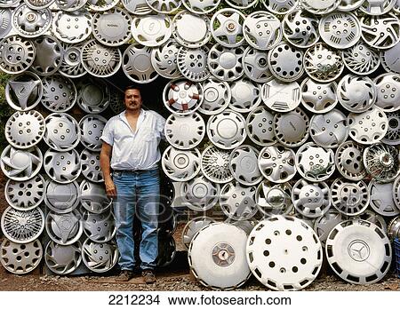 Hubcap Salesman, Pan-American Highway; Costa Rica View Large Photo Image Picture - Hubcap Salesman, Pan-American Highway; Costa Rica. Fotosearch