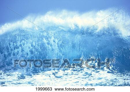 Huge Turquoise Wave Crashing Whitewash And Spray With Blue Skies C1709 View Large Photo Image Stock Image - Huge Turquoise Wave Crashing Whitewash And Spray With Blue Skies C1709. Fotosearch