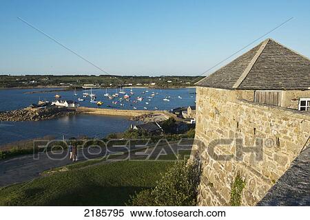 Hugh Town Viewed From The Ramparts At The Star Castle Hotel, St Mary's, Isles Of Scilly, Cornwall, Uk, Europe View Large Photo Image Stock Photography - Hugh Town Viewed From The Ramparts At The Star Castle Hotel, St Mary's, Isles Of Scilly, Cornwall, Uk, Europe. Fotosearch