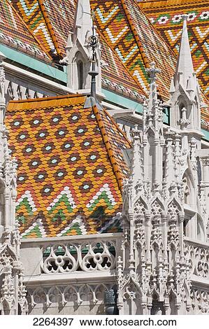 Hungary, Multi colored roof of Matthias Church; Budapest View Large Photo Image Stock Photo - Hungary, Multi colored roof of Matthias Church; Budapest. Fotosearch